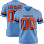 Custom Light Blue Orange-Navy Authentic Football Jersey photo 1