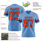 Custom Light Blue Orange-Navy Authentic Football Jersey photo 3