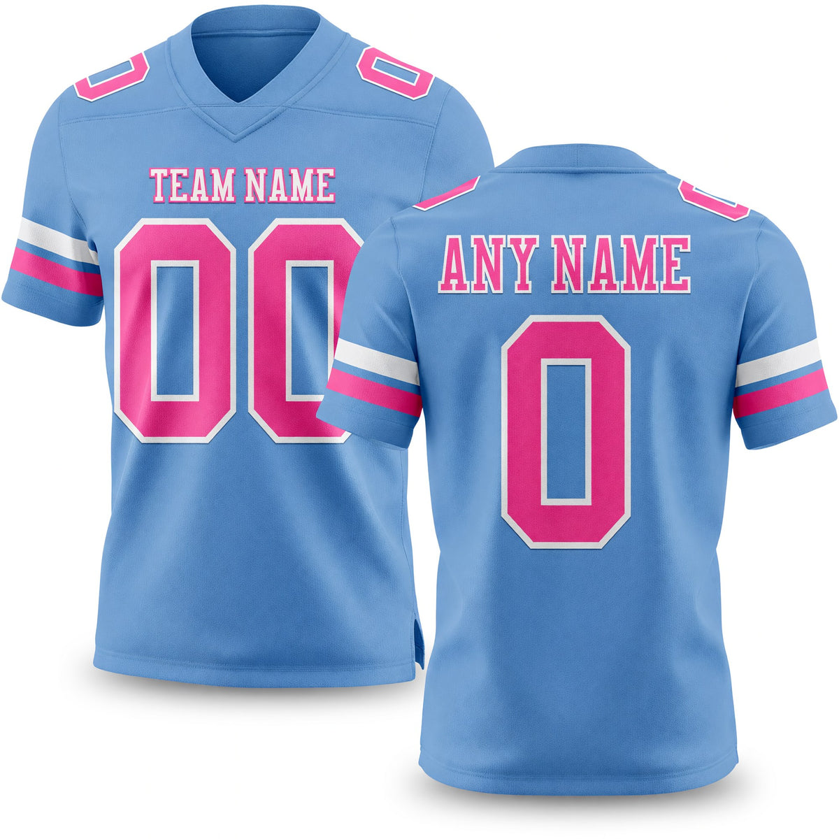 Custom Light Blue Pink-White Authentic Football Jersey