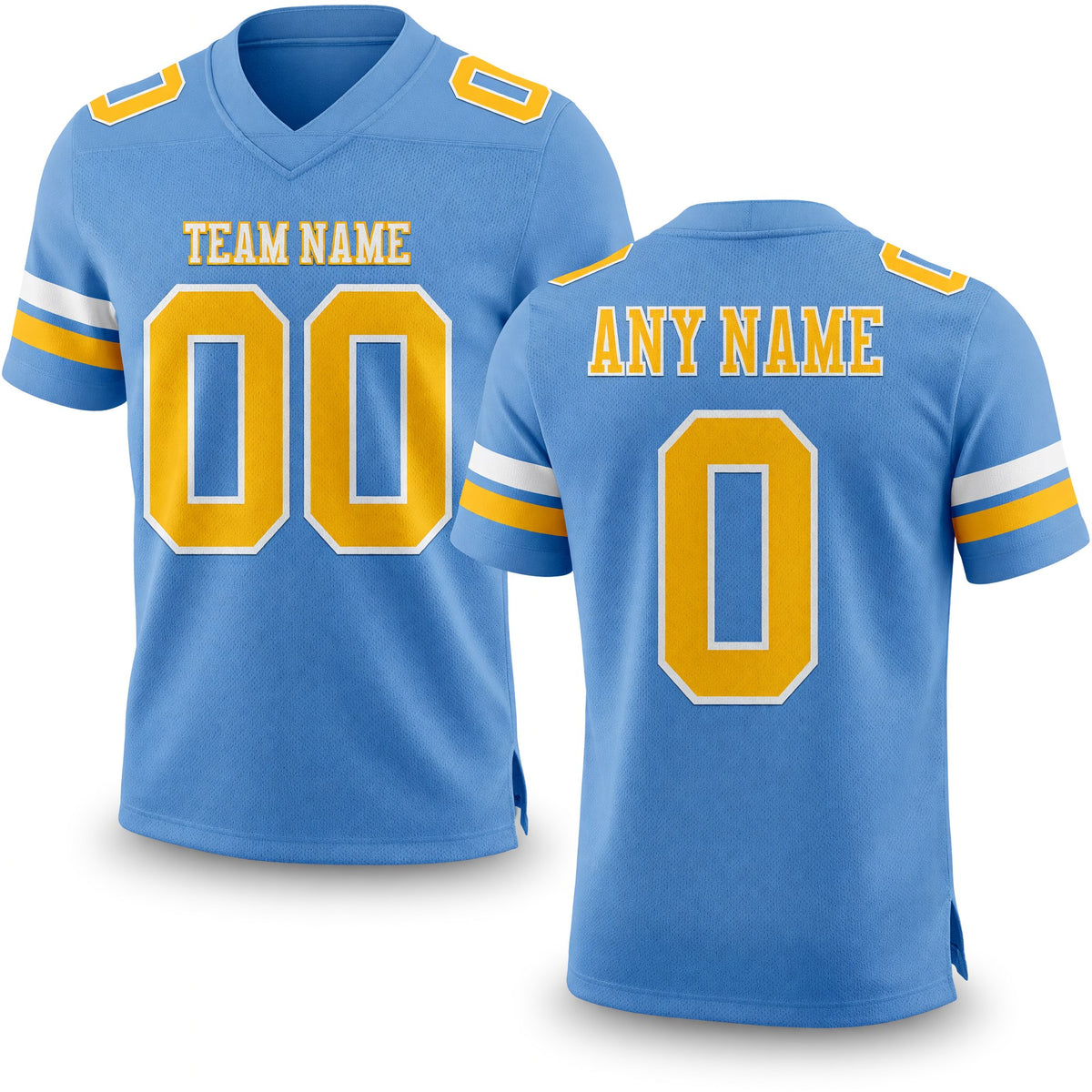 Custom Light Blue Gold-White Authentic Football Jersey