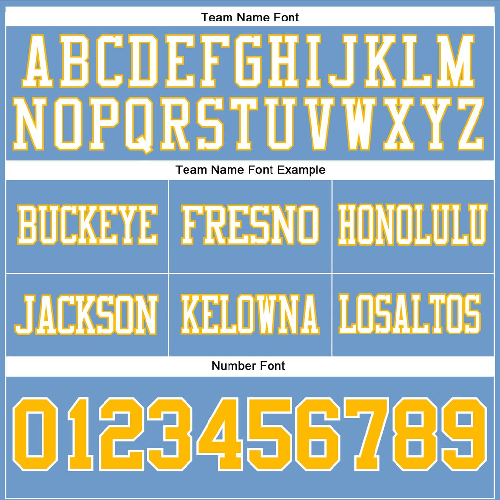 Custom Light Blue Gold-White Authentic Football Jersey photo 3