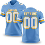 Custom Light Blue White-Gold Authentic Football Jersey