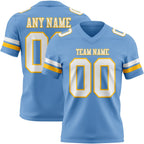 Custom Light Blue White-Gold Authentic Football Jersey photo 1