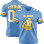 Custom Light Blue White-Gold Authentic Football Jersey photo 2