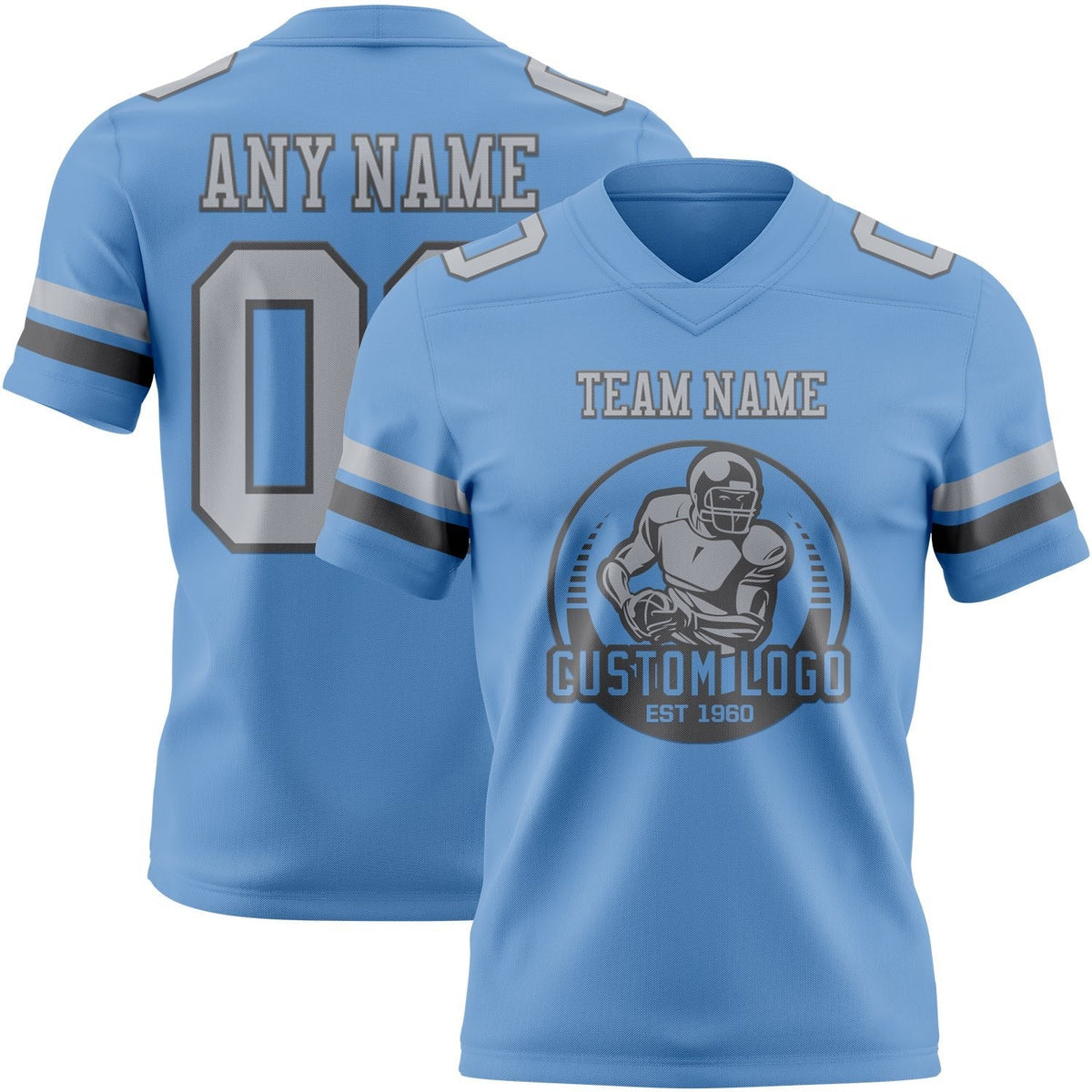 Custom Light Blue Gray-Steel Gray Authentic Football Jersey photo 2