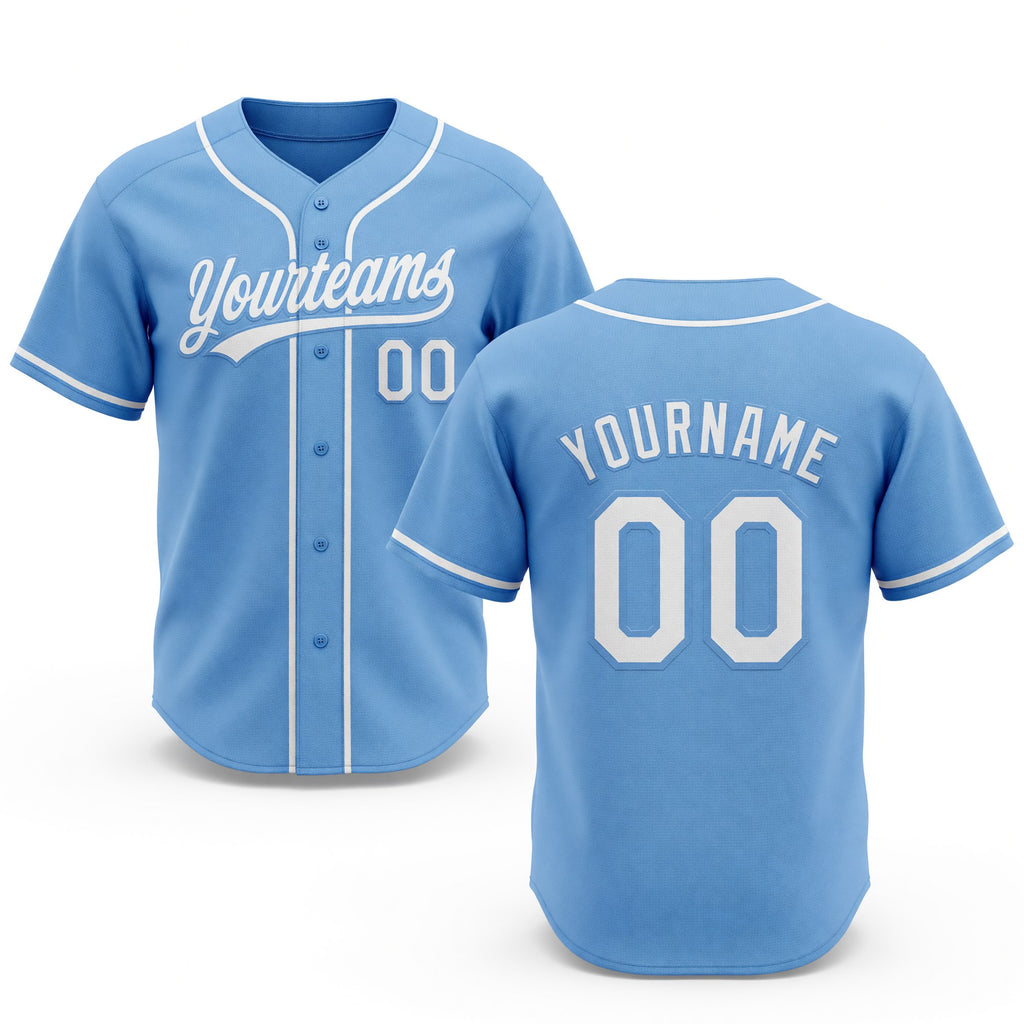 Custom Stitched Light Blue White Baseball Pullover Sweatshirt Hoodie