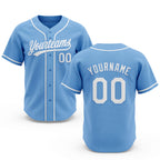 Custom Stitched Light Blue White Baseball Pullover Sweatshirt Hoodie