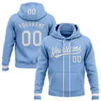 Custom Stitched Light Blue White Baseball Pullover Sweatshirt Hoodie photo 1