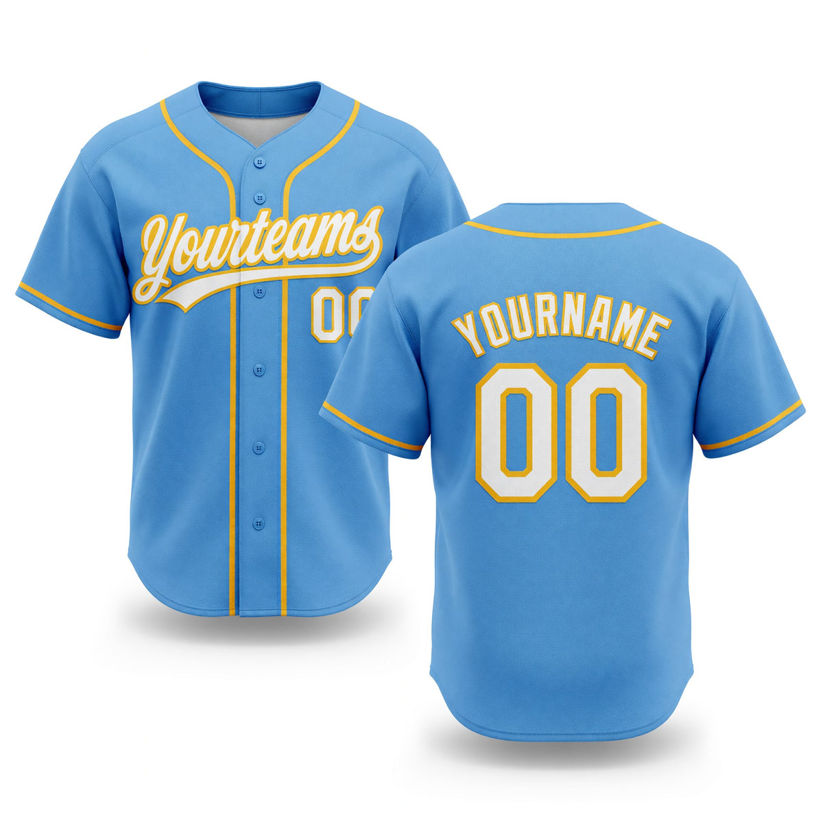 Custom Stitched Light Blue White-Yellow Baseball Pullover Sweatshirt Hoodie