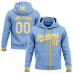 Custom Stitched Light Blue White-Yellow Baseball Pullover Sweatshirt Hoodie photo 1