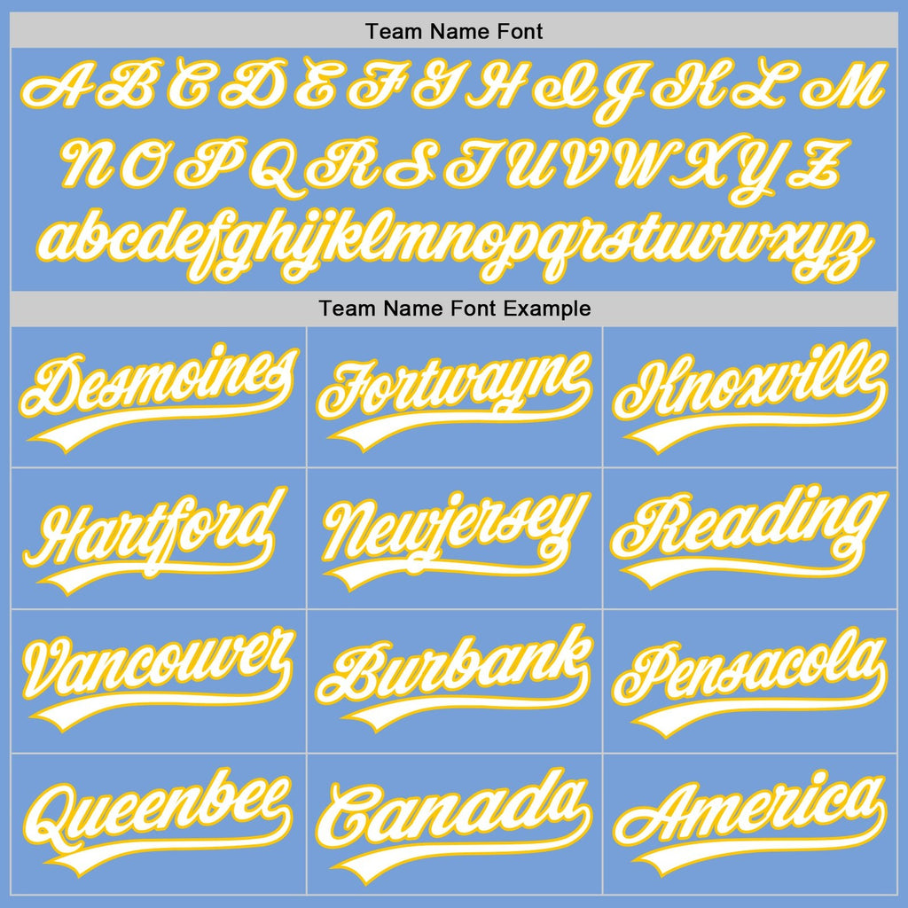 Custom Stitched Light Blue White-Yellow Baseball Pullover Sweatshirt Hoodie photo 2