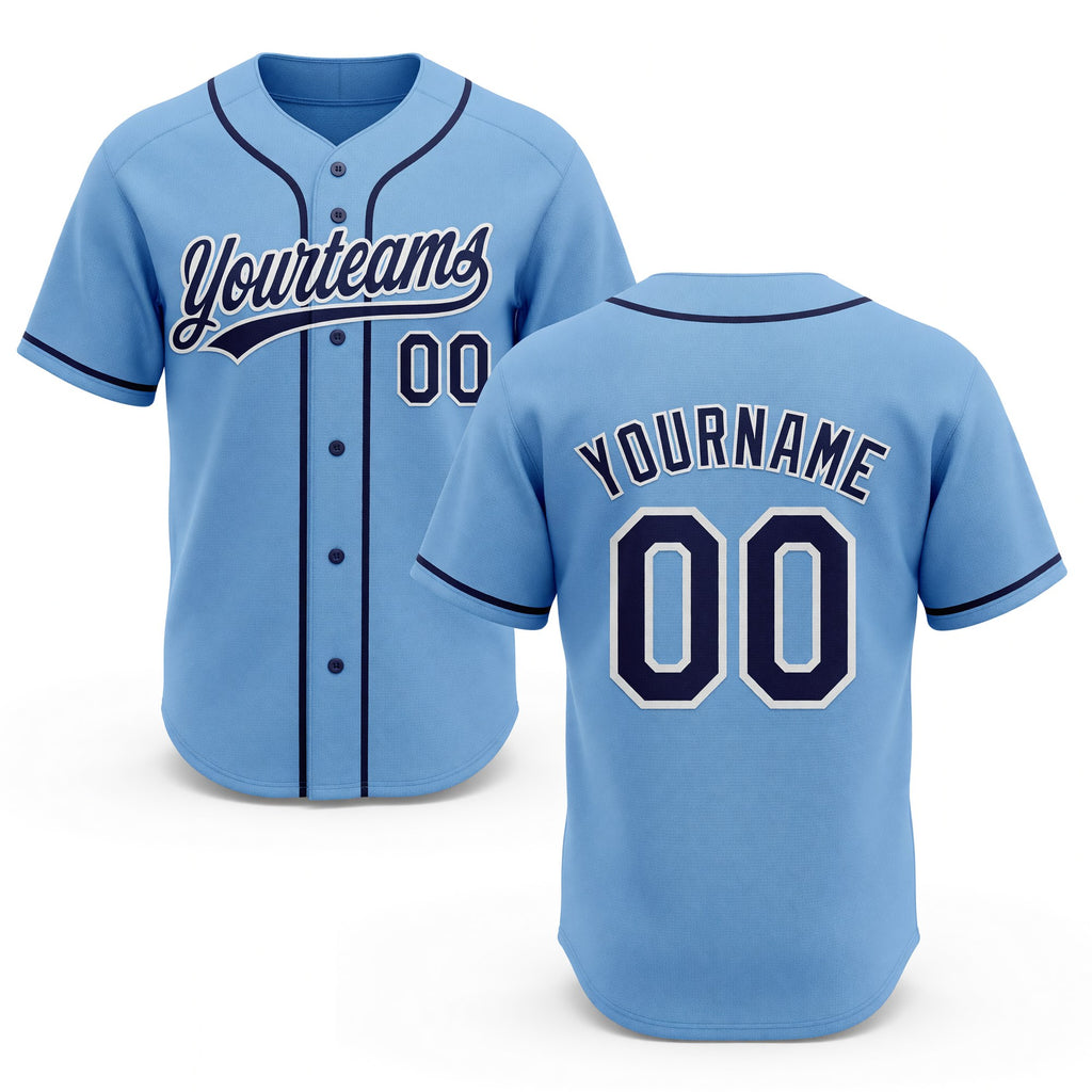 Custom Stitched Light Blue Navy-White Baseball Pullover Sweatshirt Hoodie