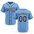 Custom Stitched Light Blue Navy-White Baseball Pullover Sweatshirt Hoodie
