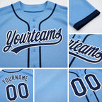 Custom Stitched Light Blue Navy-White Baseball Pullover Sweatshirt Hoodie detail