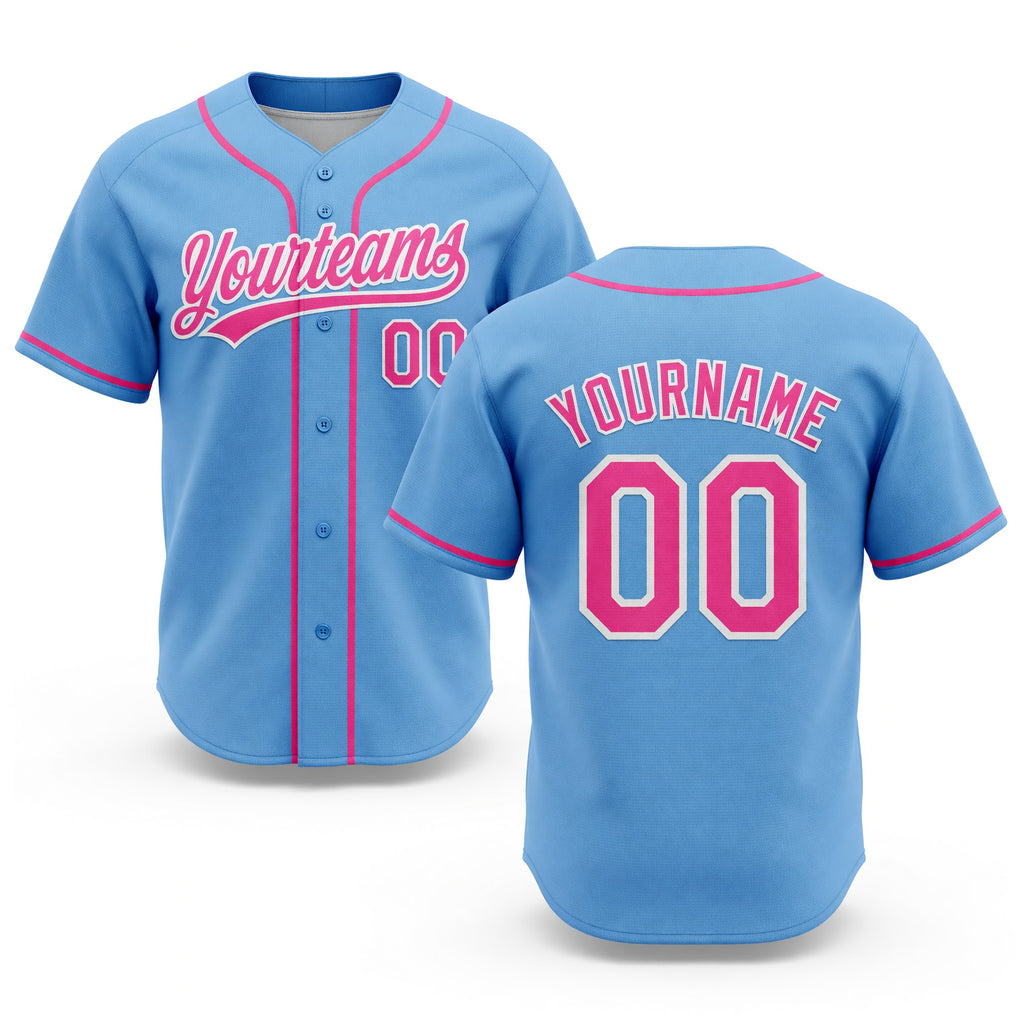 Custom Stitched Light Blue Pink-White Baseball Pullover Sweatshirt Hoodie