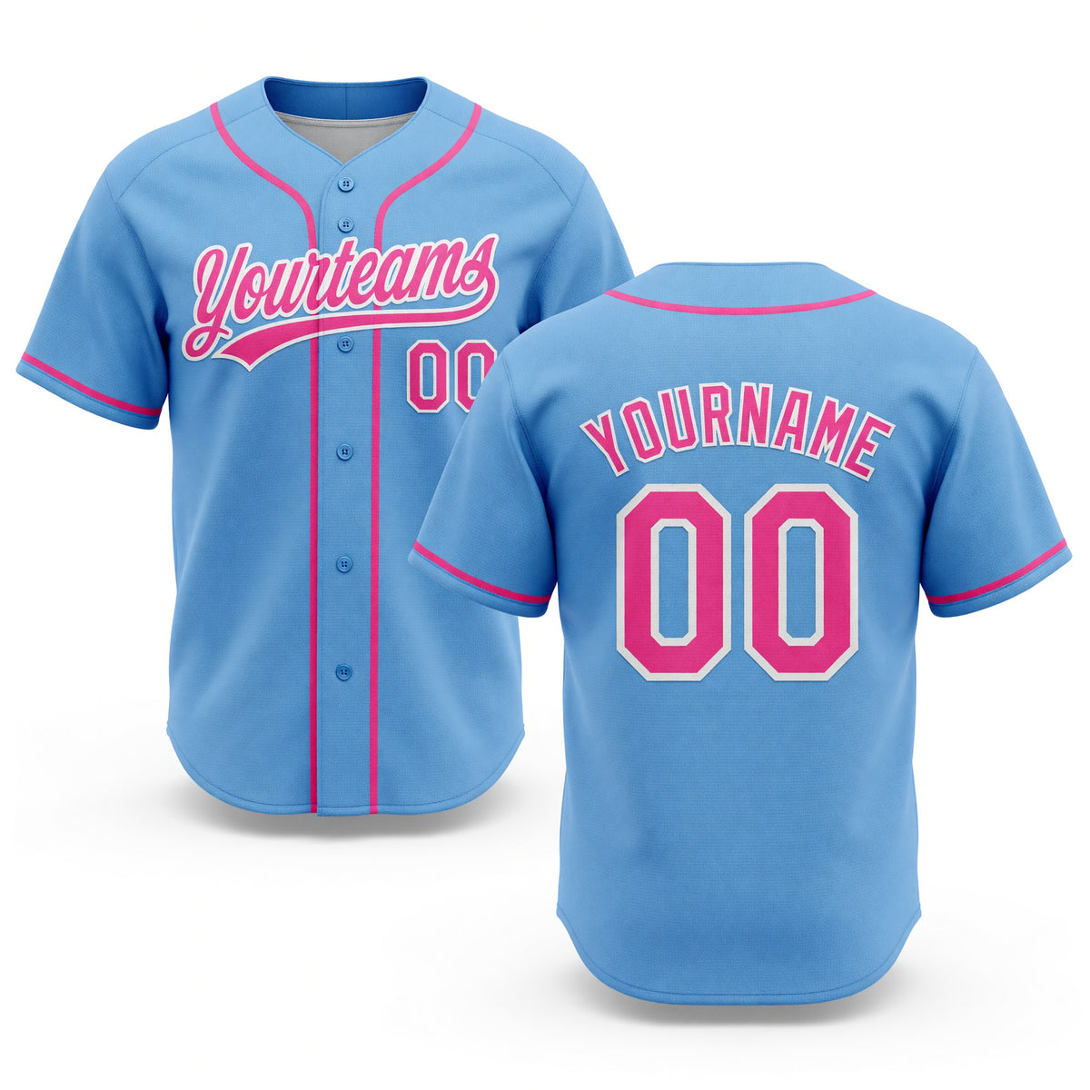 Custom Stitched Light Blue Pink-White Baseball Pullover Sweatshirt Hoodie