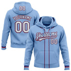 Custom Stitched Light Blue White Royal-Red Baseball Pullover Sweatshirt Hoodie photo 1