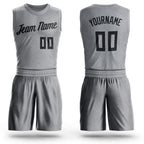 Custom Gray Black Round Neck Basketball Uniform Jersey