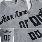 Custom Gray Black Round Neck Basketball Uniform Jersey detail