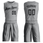 Custom Gray Black Round Neck Basketball Uniform Jersey photo 1