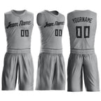 Custom Gray Black Round Neck Basketball Uniform Jersey photo 2