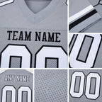 Custom Light Gray White-Black Mesh Authentic Football Jersey detail