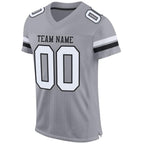 Custom Light Gray White-Black Mesh Authentic Football Jersey photo 1