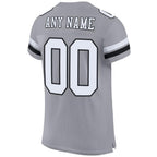 Custom Light Gray White-Black Mesh Authentic Football Jersey photo 2