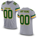 Custom Light Gray Green-Gold Mesh Authentic Football Jersey