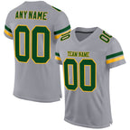 Custom Light Gray Green-Gold Mesh Authentic Football Jersey photo 1