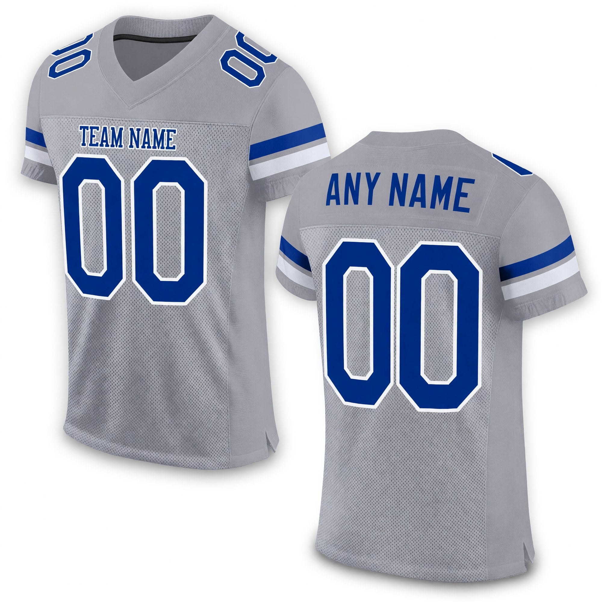 Custom Light Gray Royal-White Mesh Authentic Football Jersey