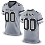 Custom Light Gray Black-White Mesh Authentic Football Jersey