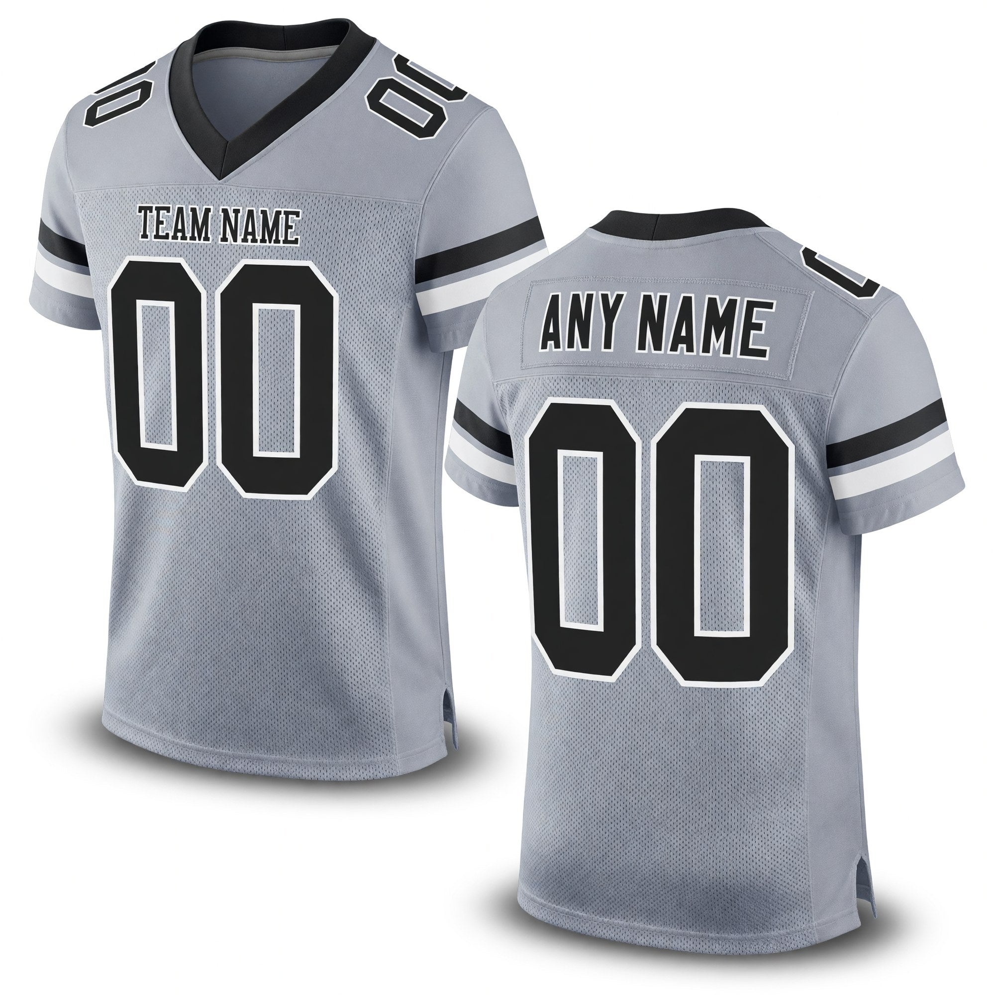 Custom Light Gray Black-White Mesh Authentic Football Jersey