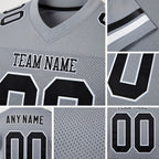 Custom Light Gray Black-White Mesh Authentic Football Jersey detail