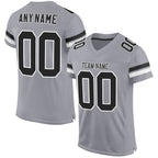 Custom Light Gray Black-White Mesh Authentic Football Jersey photo 1