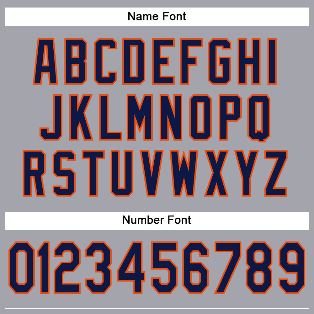 Custom Light Gray Navy-Orange Mesh Authentic Football Jersey photo 3