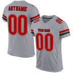 Custom Light Gray Red-Black Mesh Authentic Football Jersey photo 1