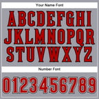 Custom Light Gray Red-Black Mesh Authentic Football Jersey photo 3