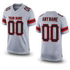 Custom Light Gray Black-Red Mesh Authentic Football Jersey