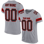 Custom Light Gray Black-Red Mesh Authentic Football Jersey photo 1