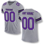 Custom Light Gray Purple-Black Mesh Authentic Football Jersey