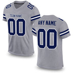 Custom Light Gray Navy-White Mesh Authentic Football Jersey