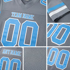 Custom Light Gray Light Blue-White Mesh Authentic Football Jersey detail