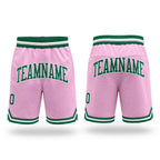Custom Light Pink Kelly Green-White Authentic Throwback Basketball Shorts