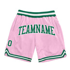 Custom Light Pink Kelly Green-White Authentic Throwback Basketball Shorts photo 1