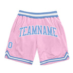 Custom Light Pink Light Blue-White Authentic Throwback Basketball Shorts photo 1