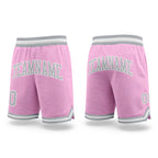 Custom Light Pink Gray-White Authentic Throwback Basketball Shorts
