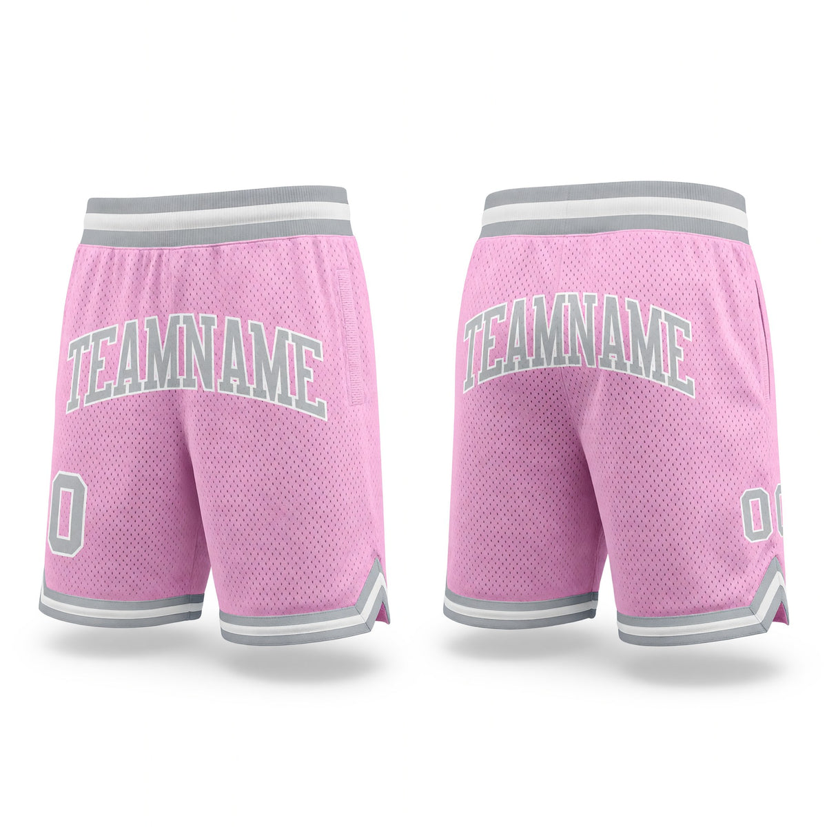 Custom Light Pink Gray-White Authentic Throwback Basketball Shorts