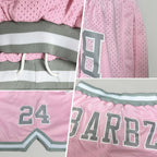 Custom Light Pink Gray-White Authentic Throwback Basketball Shorts photo 2