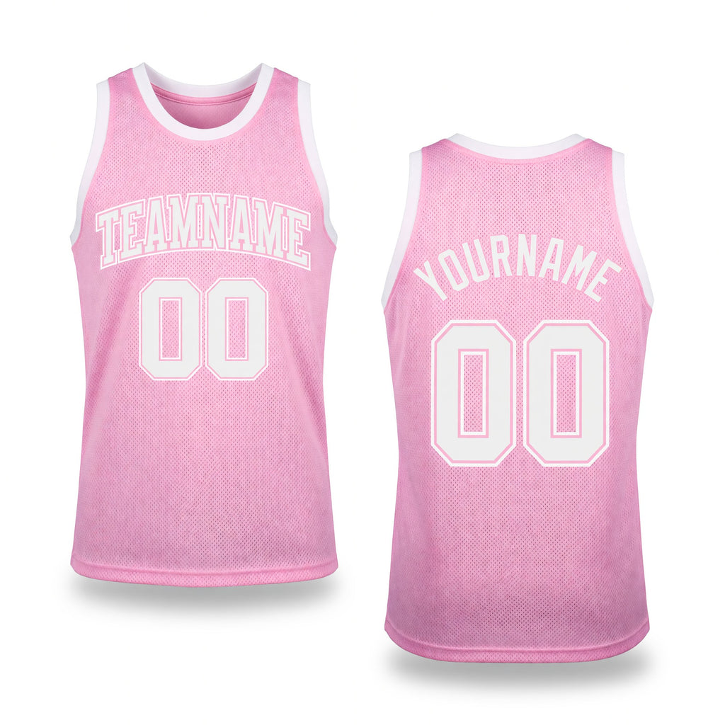 Custom Light Pink White Authentic Throwback Basketball Jersey